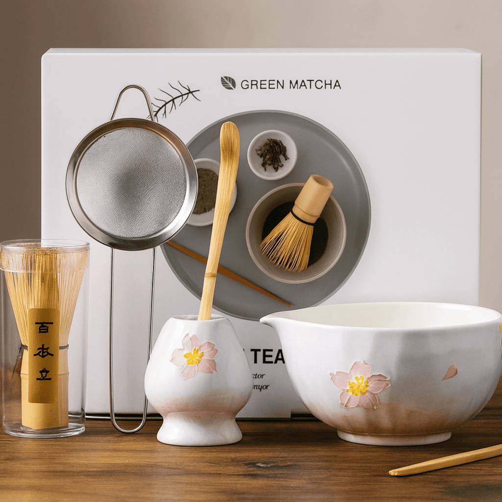 Cherry Blossom Matcha Tea Set, 5 Pieces
