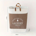 Freestanding Fabric Laundry Basket with Faux Leather Handles – image 4