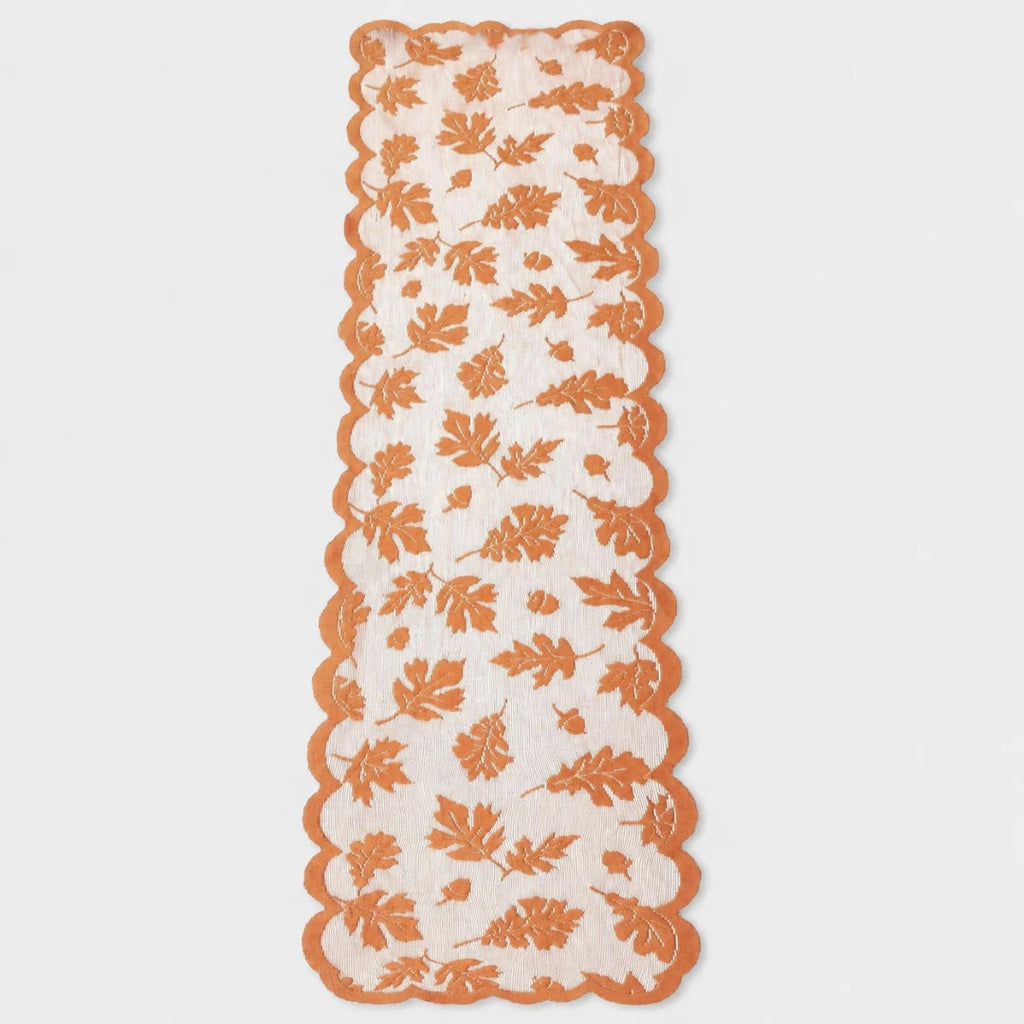 Leaf Lace Table Runner with Scalloped Edge, 33 x 183 cm - product view 5