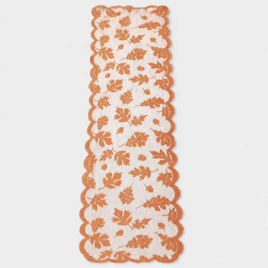 Leaf Lace Table Runner with Scalloped Edge, 33 x 183 cm - product view 5