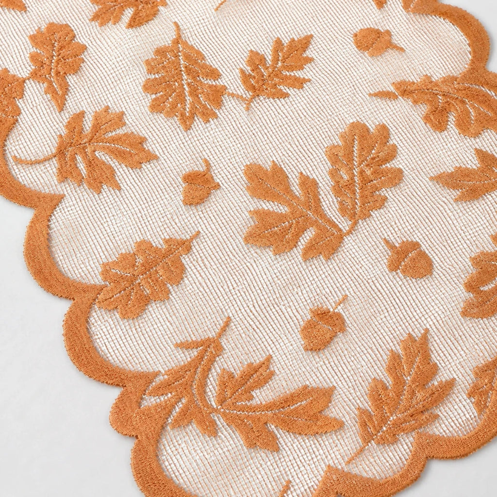 Leaf Lace Table Runner with Scalloped Edge, 33 x 183 cm - product view 6