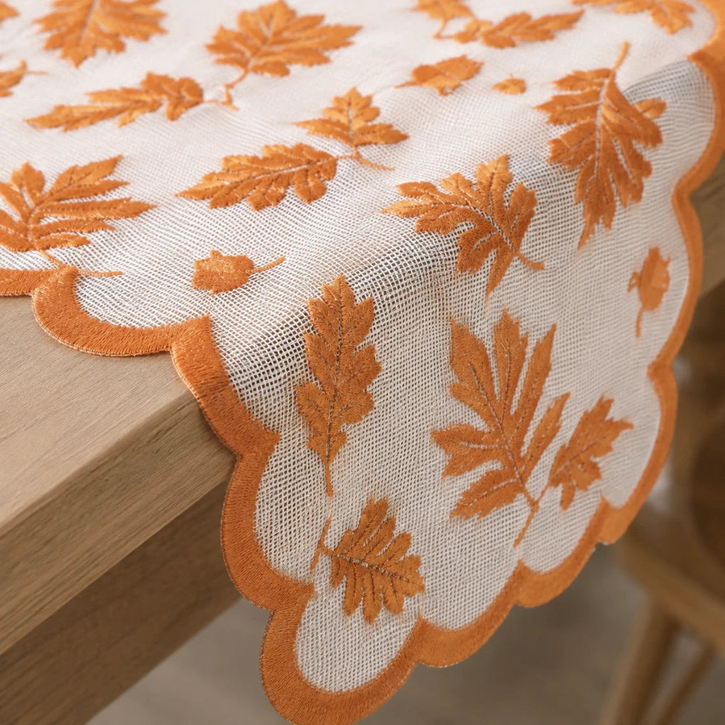 Leaf Lace Table Runner with Scalloped Edge, 33 x 183 cm - product view 8