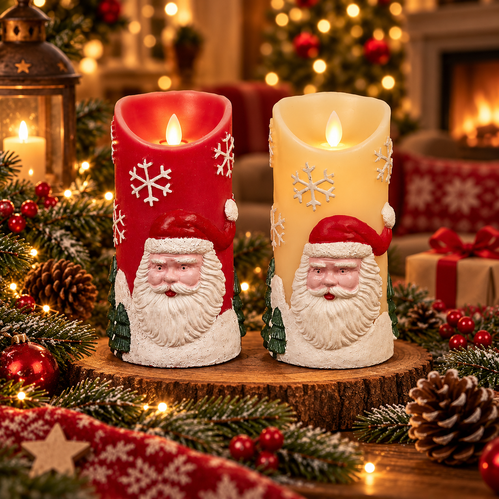 Flameless LED Christmas Candle, 18 cm