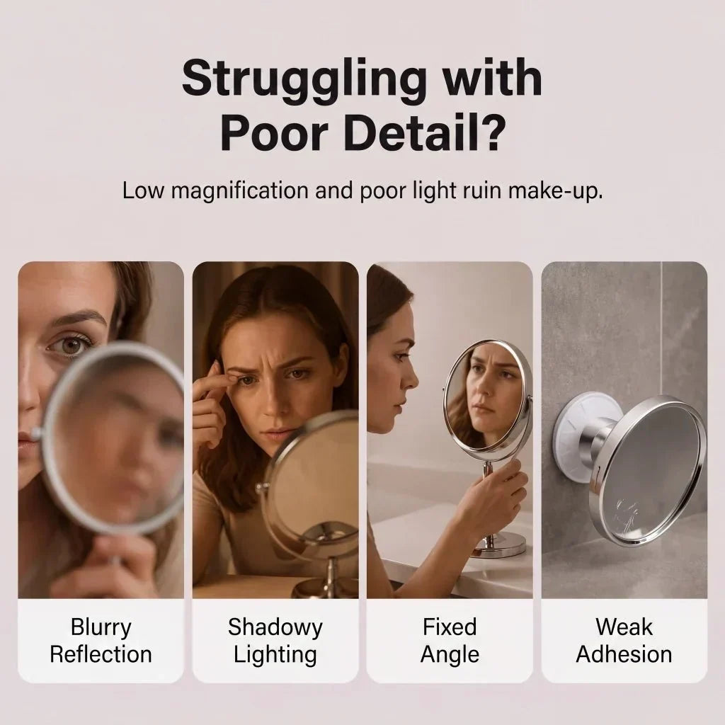 10x LED Suction-Cup Makeup Mirror with Swivel Mount
