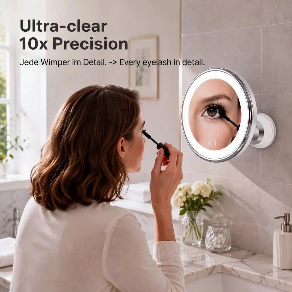 10x LED Suction-Cup Makeup Mirror with Swivel Mount