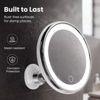 10x LED Suction-Cup Makeup Mirror with Swivel Mount