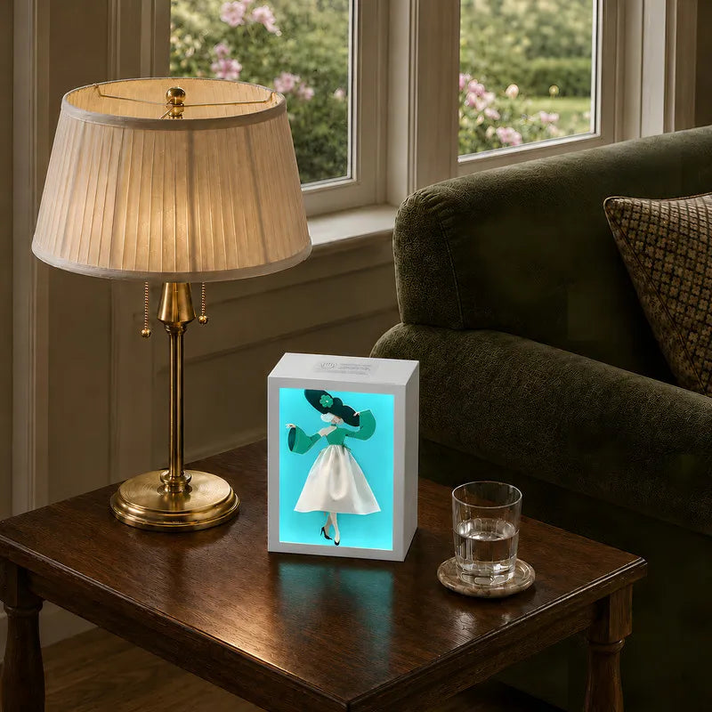 Lighted Tissue Box, Decorative Dress Design with USB or Battery Power - product view 16
