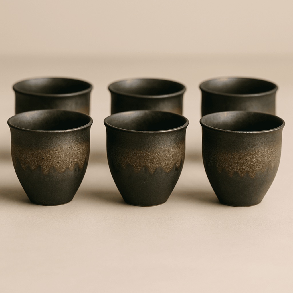 Rustic Glazed Ceramic Espresso Cups, Set of 6, 90 ml