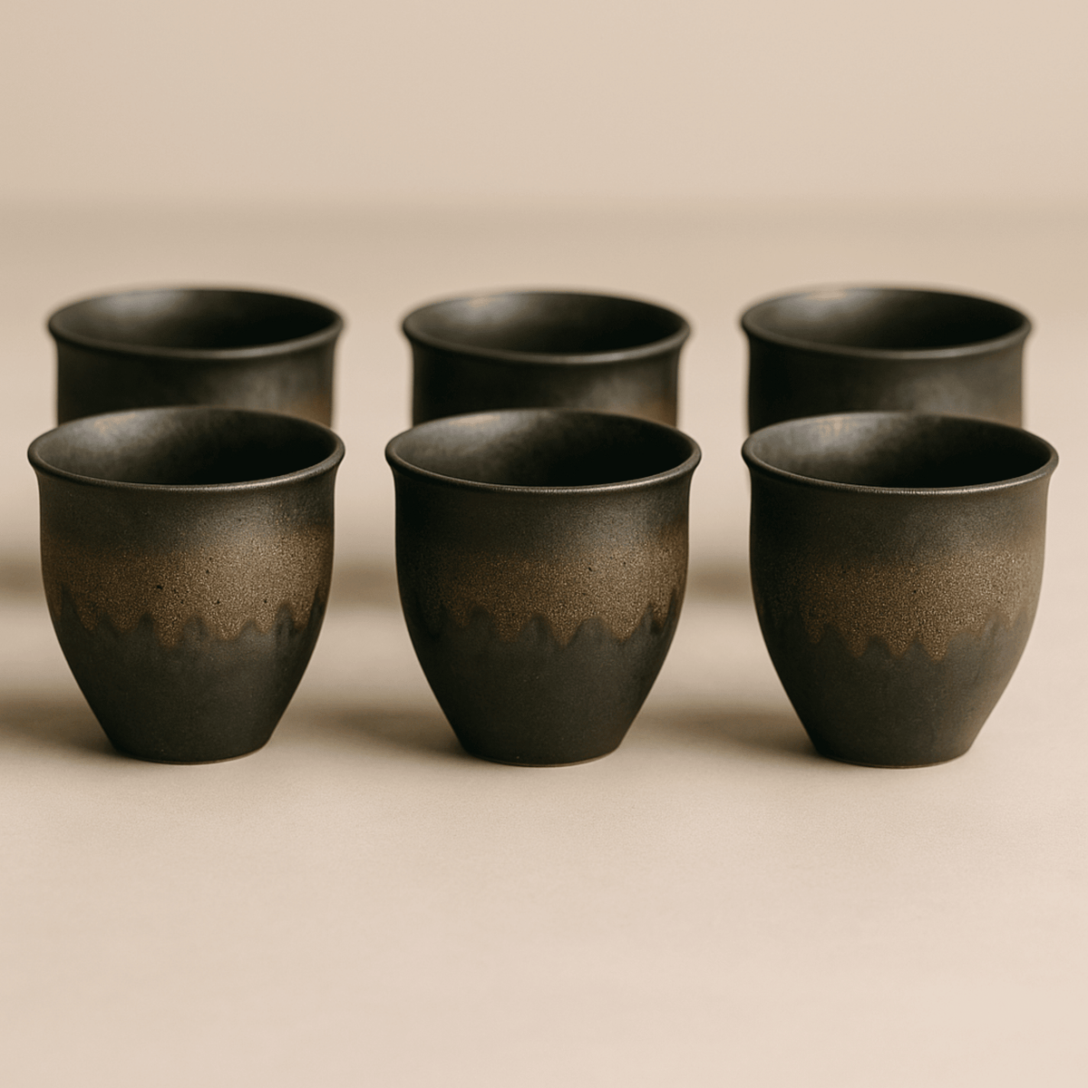 Rustic Glazed Ceramic Espresso Cups, Set of 6, 90 ml