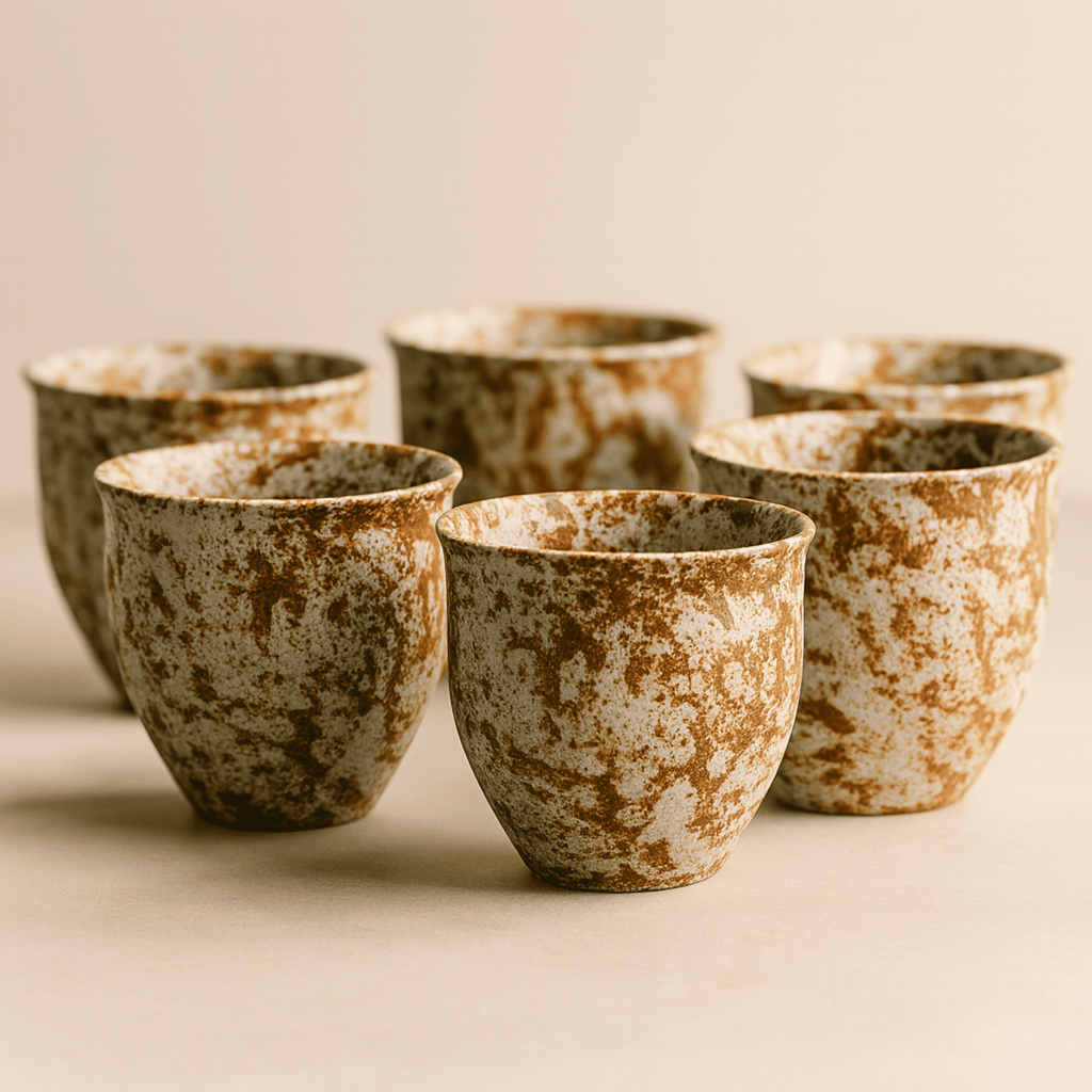 Rustic Glazed Ceramic Espresso Cups, Set of 6, 90 ml