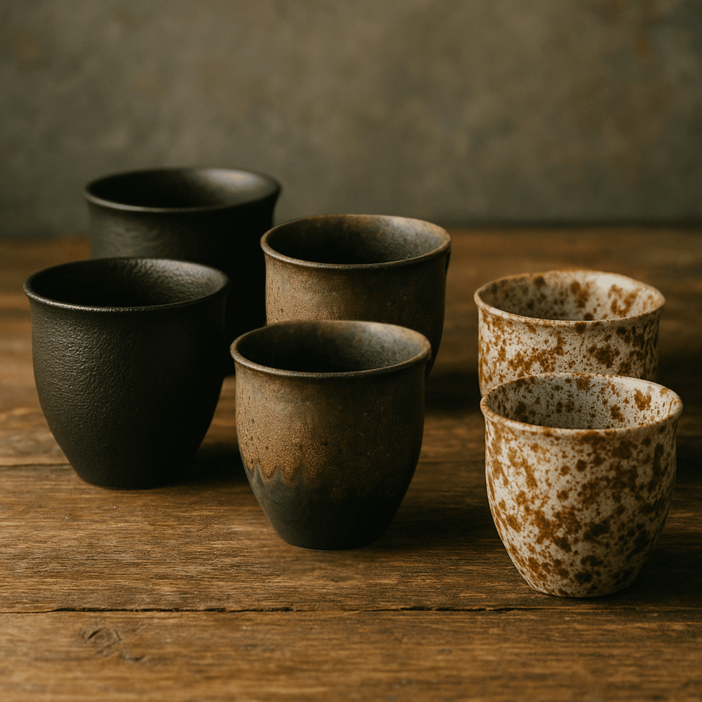 Rustic Glazed Ceramic Espresso Cups, Set of 6, 90 ml