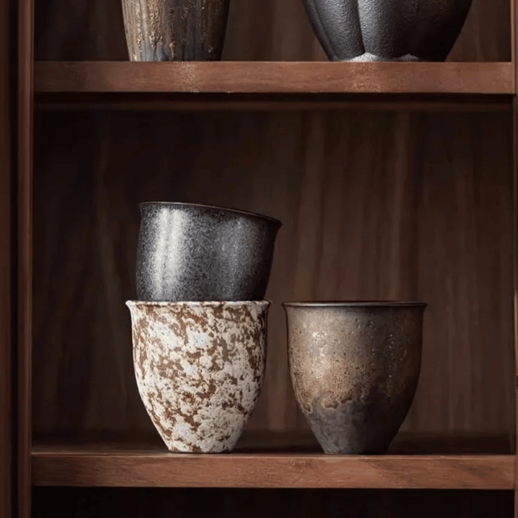 Rustic Glazed Ceramic Espresso Cups, Set of 6, 90 ml