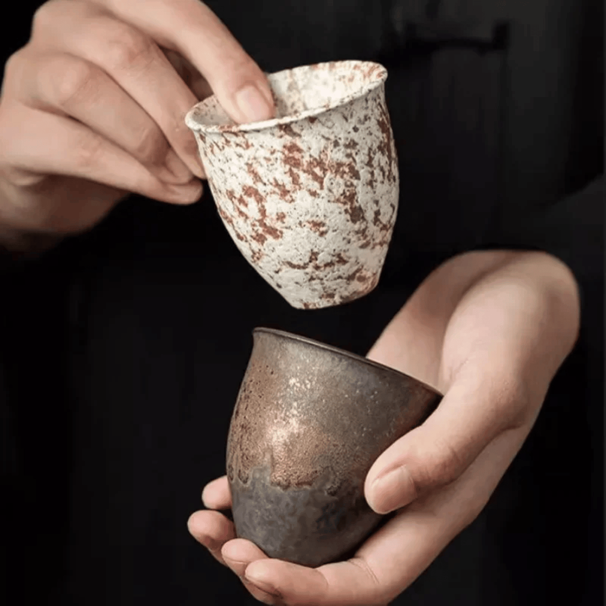 Rustic Glazed Ceramic Espresso Cups, Set of 6, 90 ml