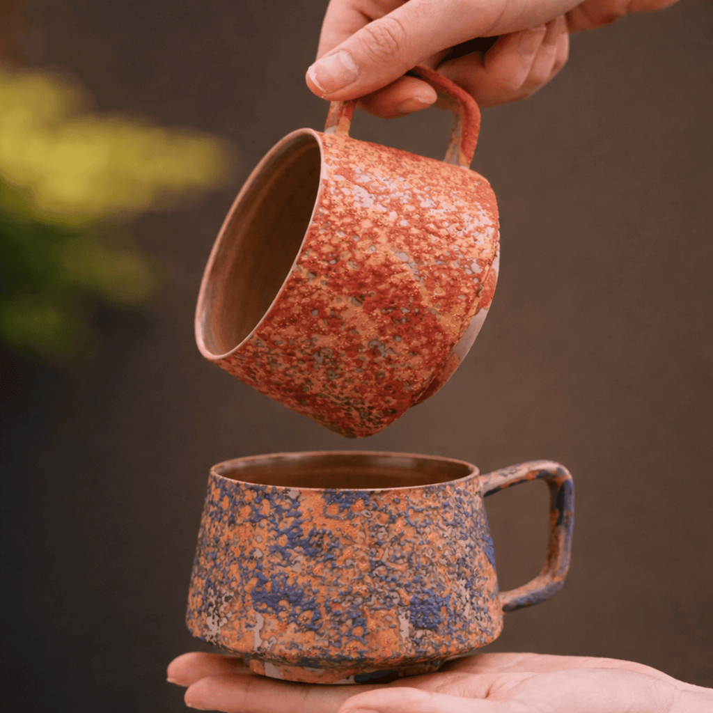 Glazed Stoneware Mugs, Set of 6, Approx. 300 ml