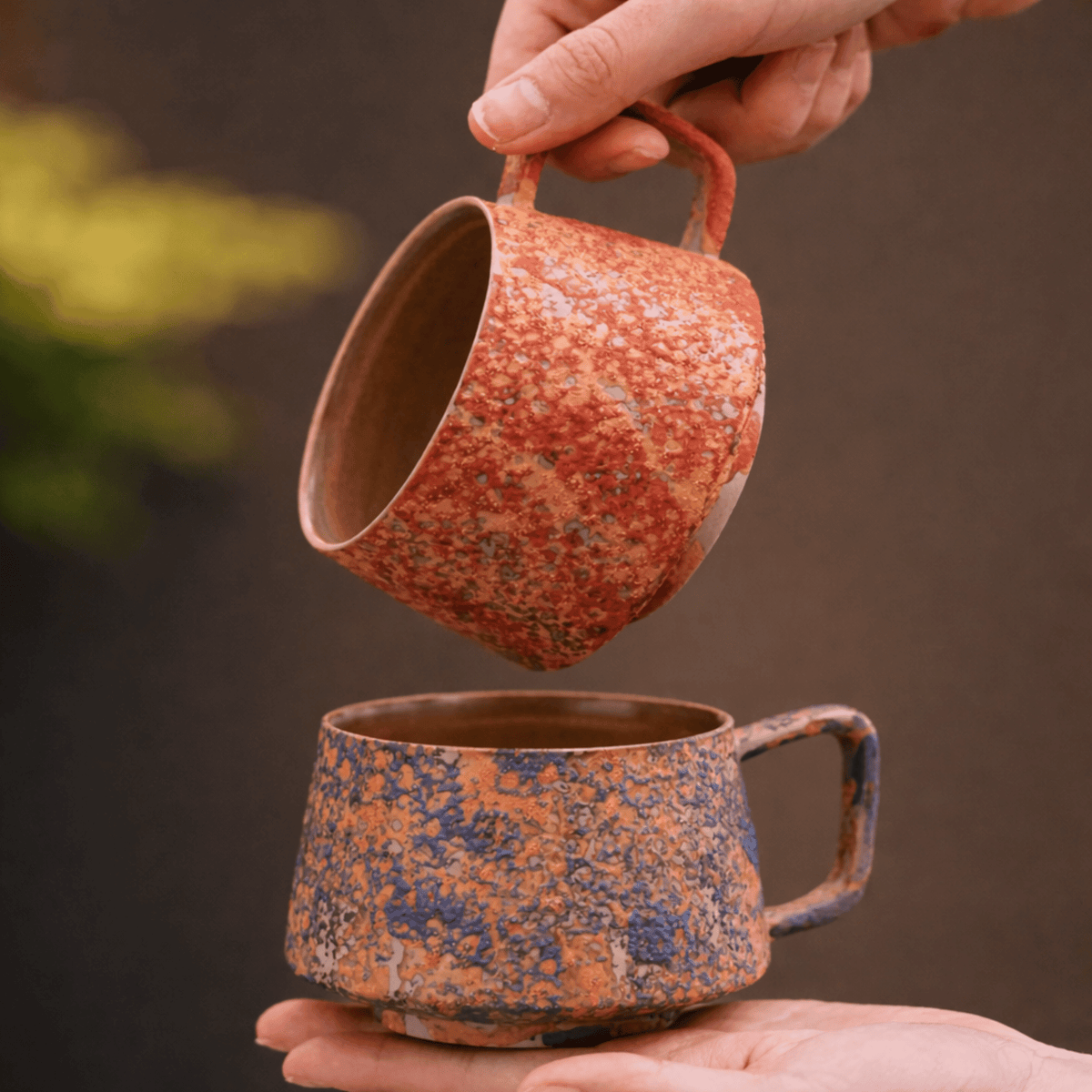 Glazed Stoneware Mugs, Set of 6, Approx. 300 ml