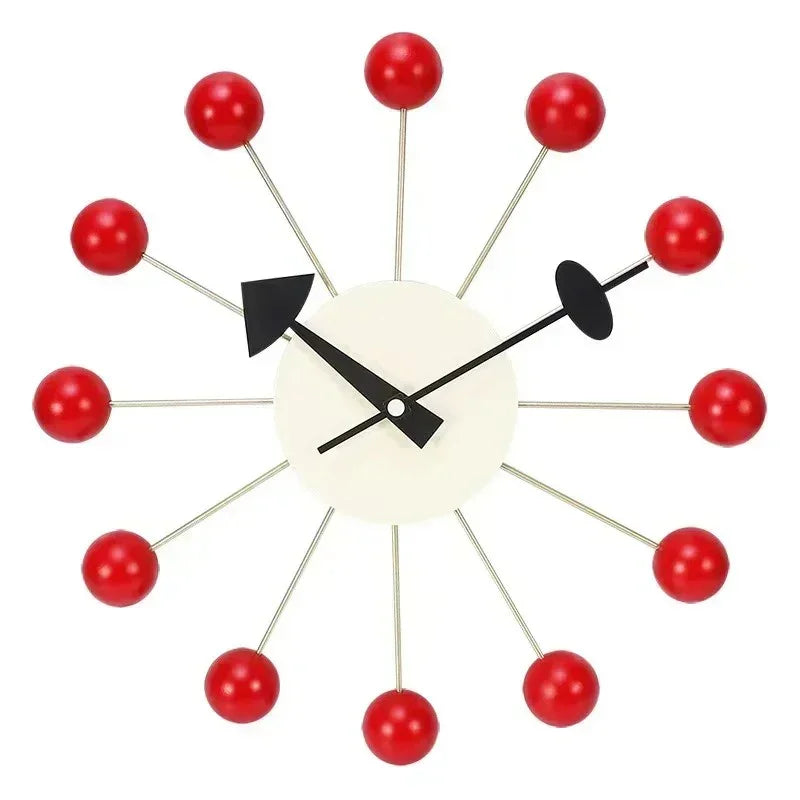 Mid-Century Starburst Wall Clock with Wooden Balls, 33.02 cm - product view 9