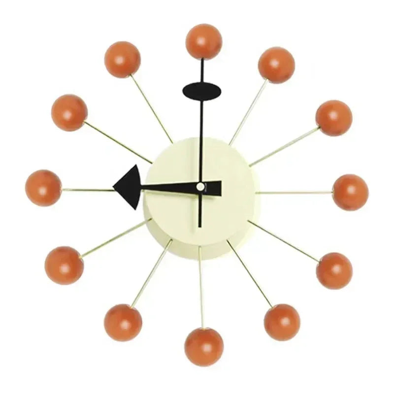 Mid-Century Starburst Wall Clock with Wooden Balls, 33.02 cm - product view 10