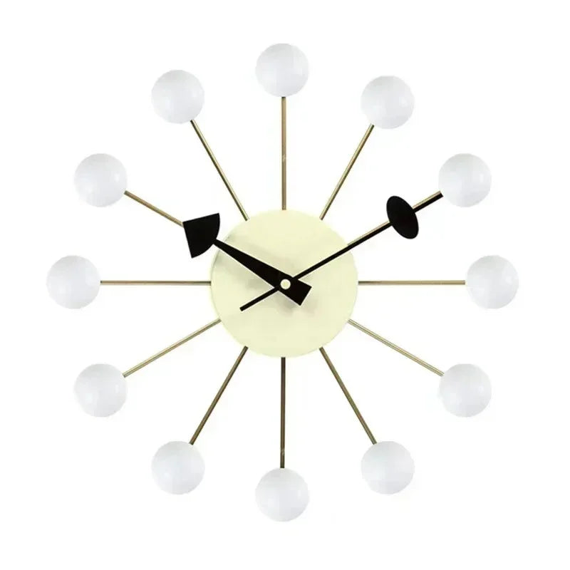 Mid-Century Starburst Wall Clock with Wooden Balls, 33.02 cm - product view 7