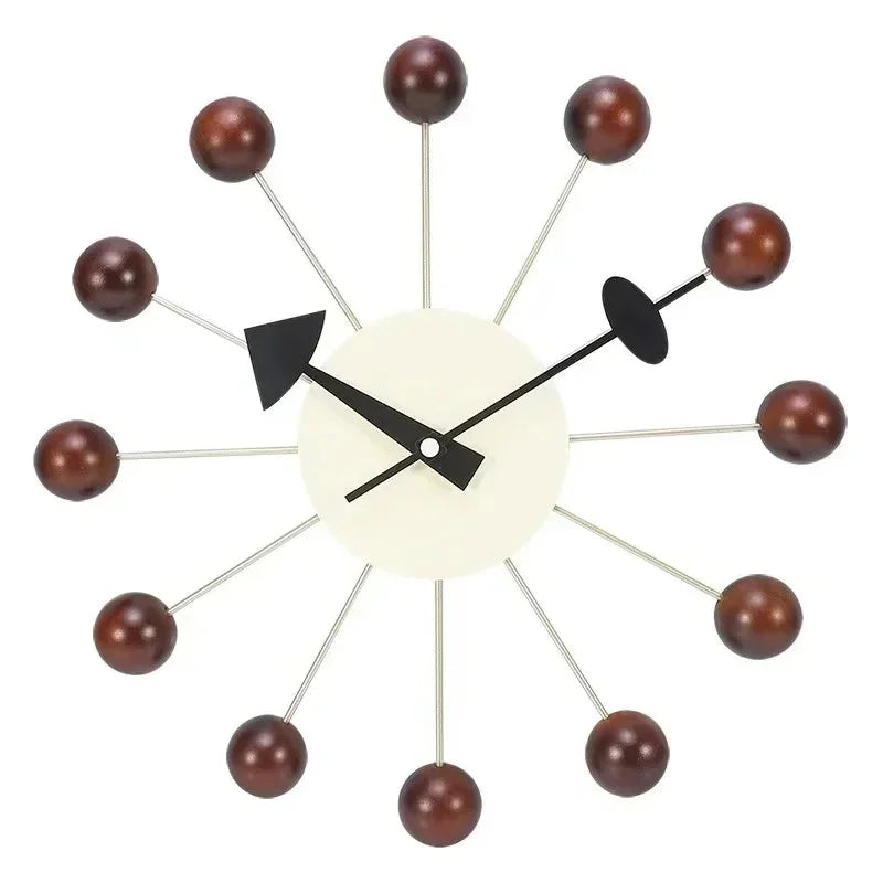 Mid-Century Starburst Wall Clock with Wooden Balls, 33.02 cm - product view 8