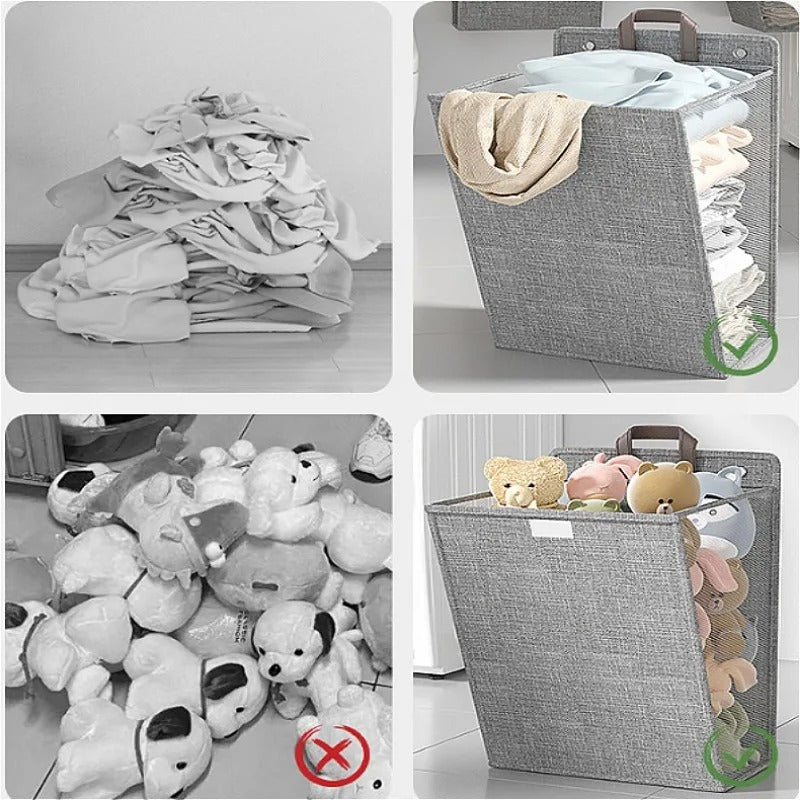 Foldable Adhesive Laundry Basket Wall-Mounted Clothes Hamper & Organiser