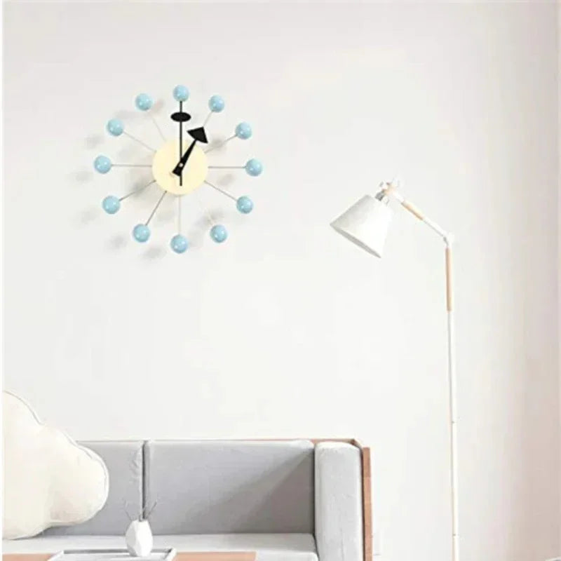 Mid-Century Starburst Wall Clock with Wooden Balls, 33.02 cm - product view 6