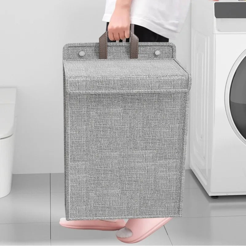 Foldable Adhesive Laundry Basket Wall-Mounted Clothes Hamper & Organiser