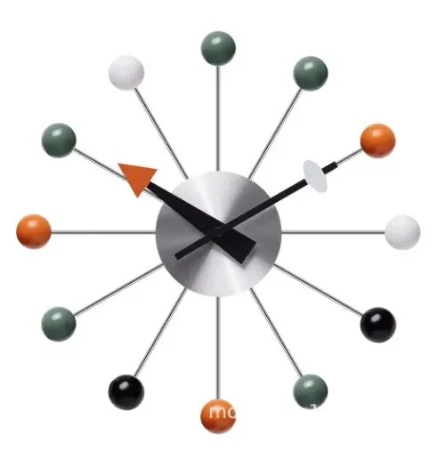 Mid-Century Starburst Wall Clock with Wooden Balls, 33.02 cm - product view 12