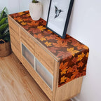 Maple Leaf Print Table Runner, Washable Brown and Orange Décor - product view 9