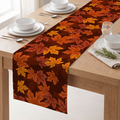 Maple Leaf Print Table Runner, Washable Brown and Orange Décor - product view 1