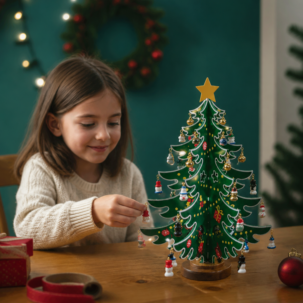 Wooden Christmas Tree Advent Calendar with LED Lights