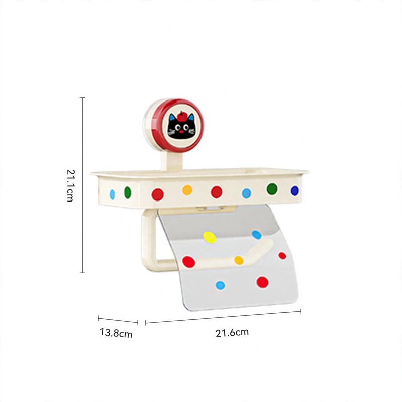 Suction-Cup Toilet Roll Holder with Cat Design