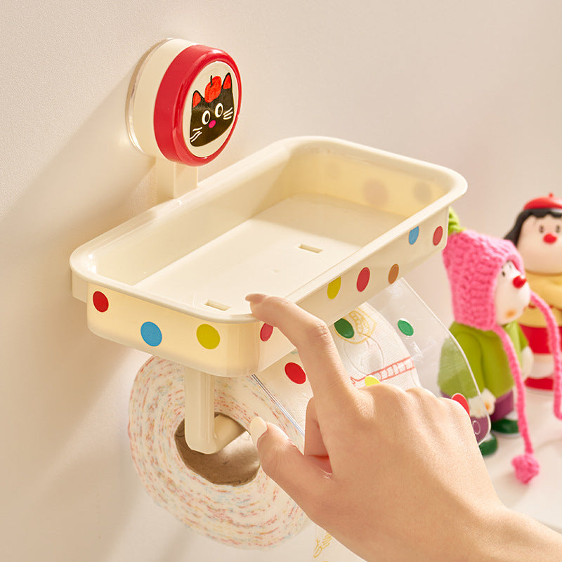 Suction-Cup Toilet Roll Holder with Cat Design