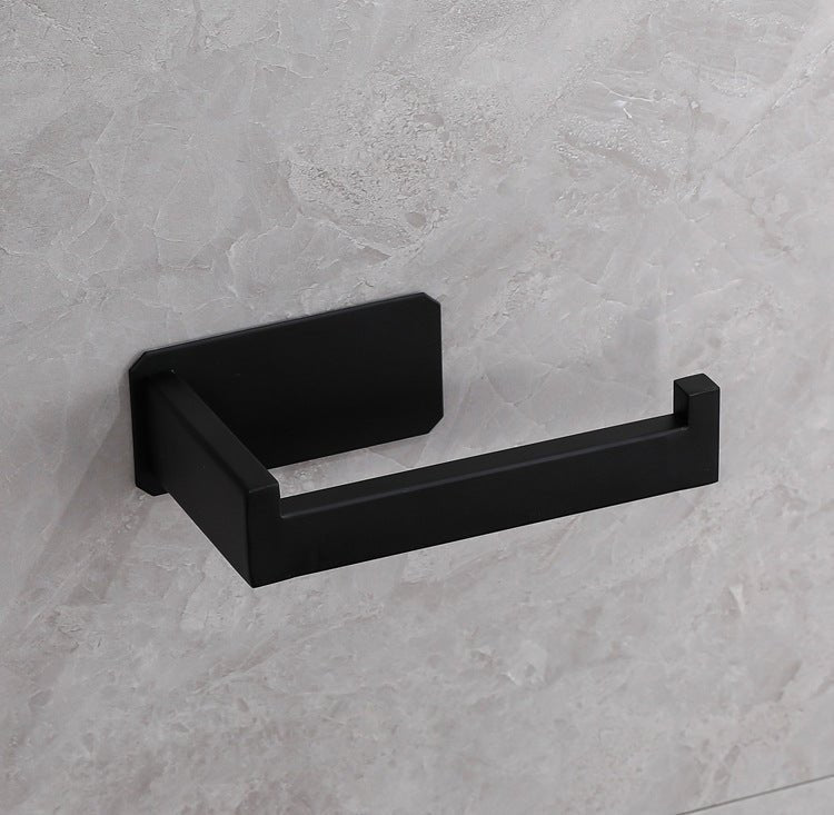 Adhesive Toilet Paper Holder, No-Drill Stainless Steel - Black
