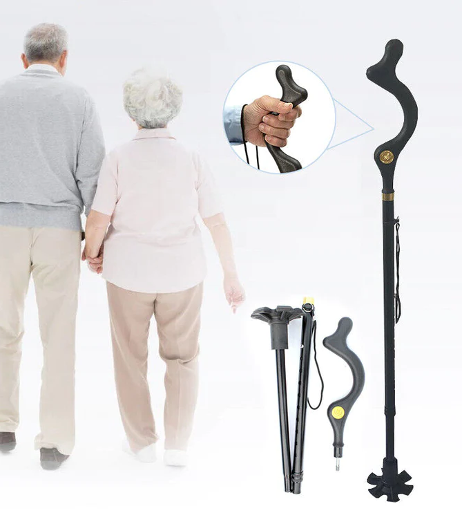 Adjustable Aluminium Walking Stick with Support Base — product view 1