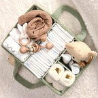Boucle Fabric Nappy Storage Basket with Handles