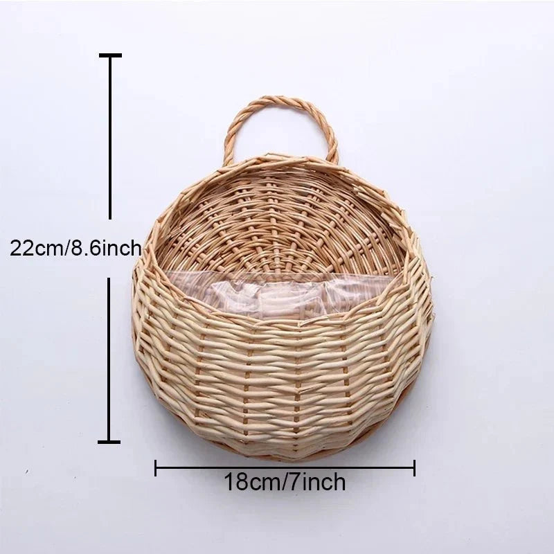 Woven Rattan Wall Planter Basket
