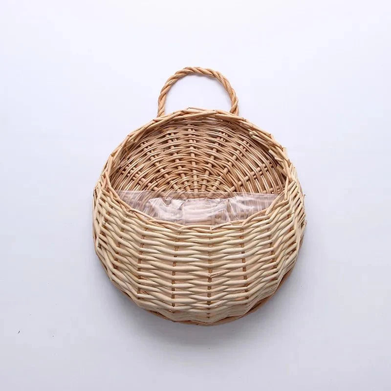Woven Rattan Wall Planter Basket