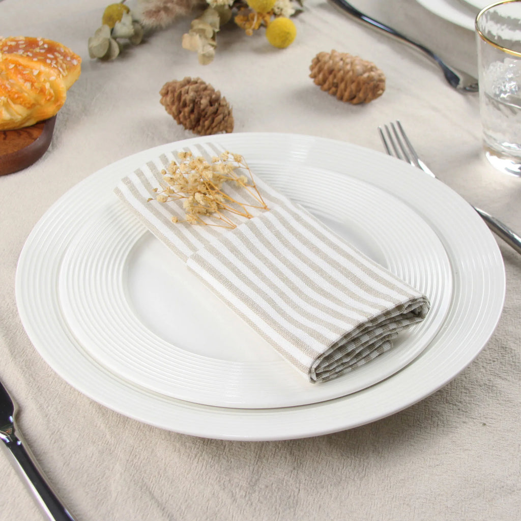 Striped Cotton Linen Dinner Napkins, Set of 12 – product image 3