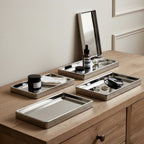 Silver Finish Rectangular Ceramic Display Tray