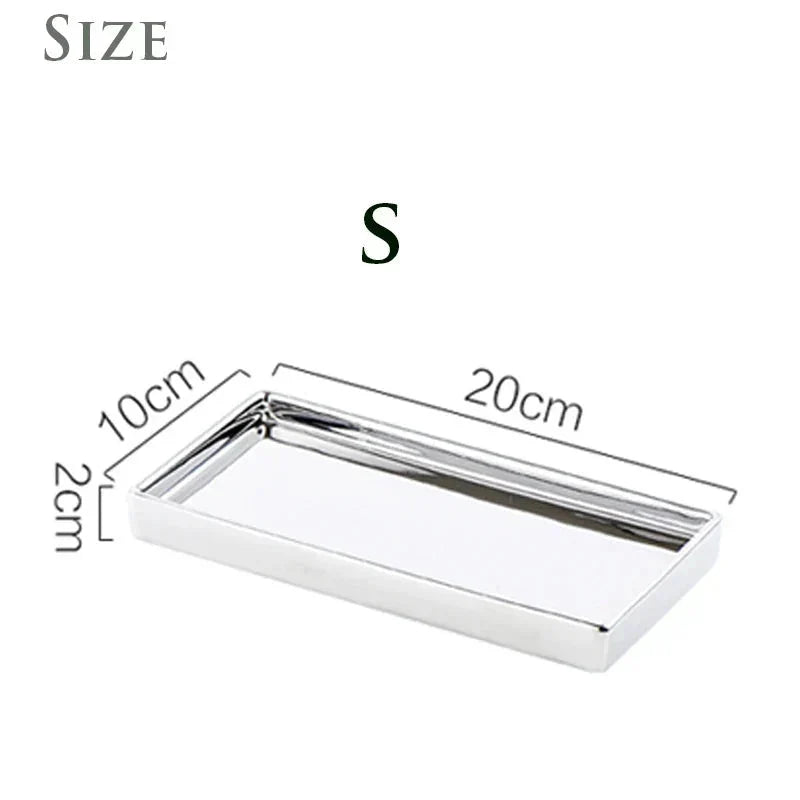 Silver Finish Rectangular Ceramic Display Tray