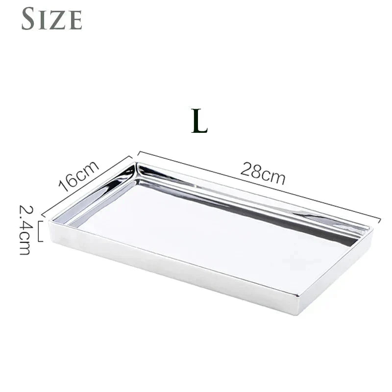 Silver Finish Rectangular Ceramic Display Tray