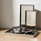 Silver Finish Rectangular Ceramic Display Tray