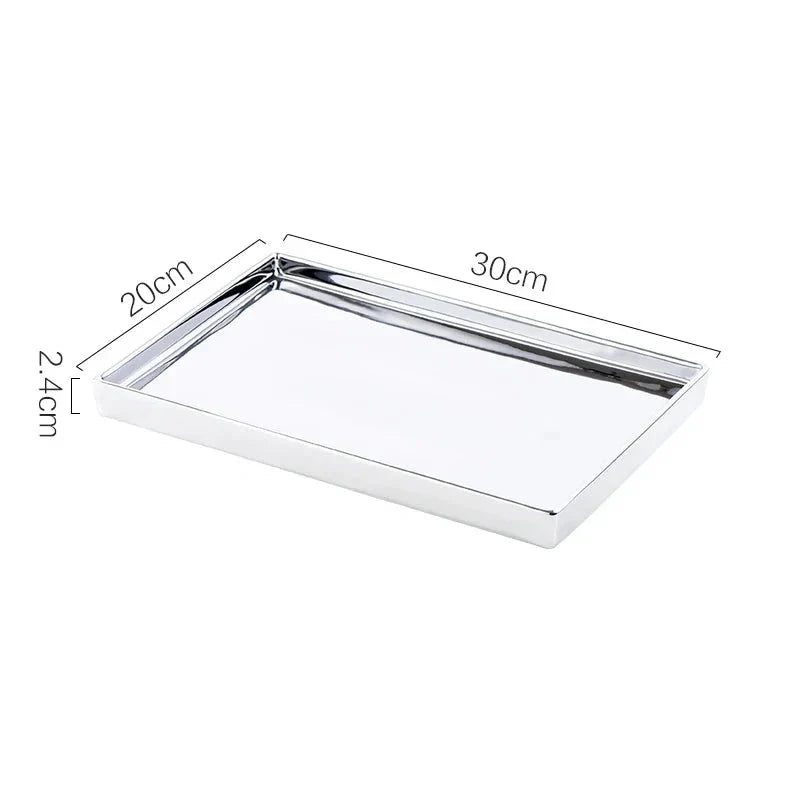 Silver Finish Rectangular Ceramic Display Tray