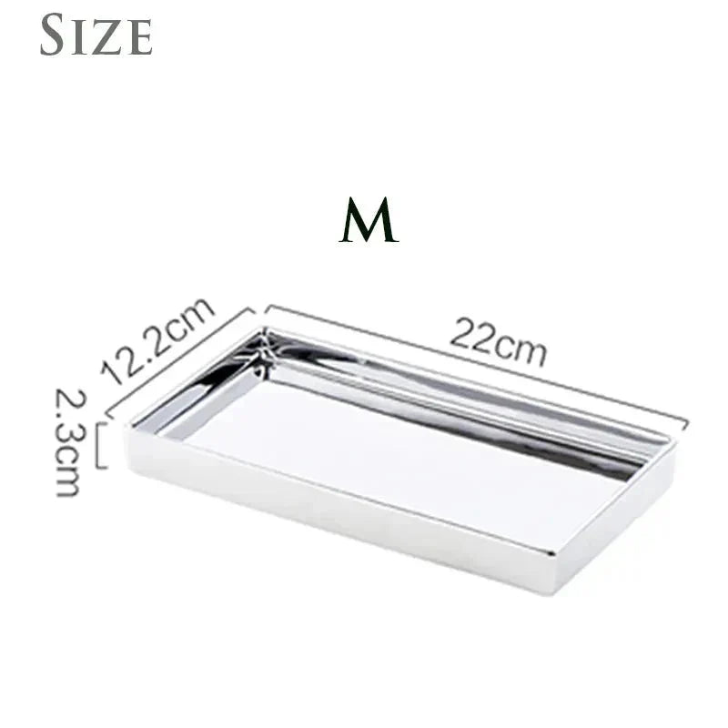 Silver Finish Rectangular Ceramic Display Tray