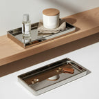 Silver Finish Rectangular Ceramic Display Tray