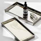 Silver Finish Rectangular Ceramic Display Tray