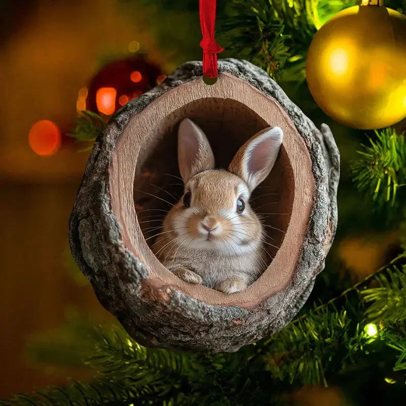 Animal Christmas Tree Ornaments, Set of 2