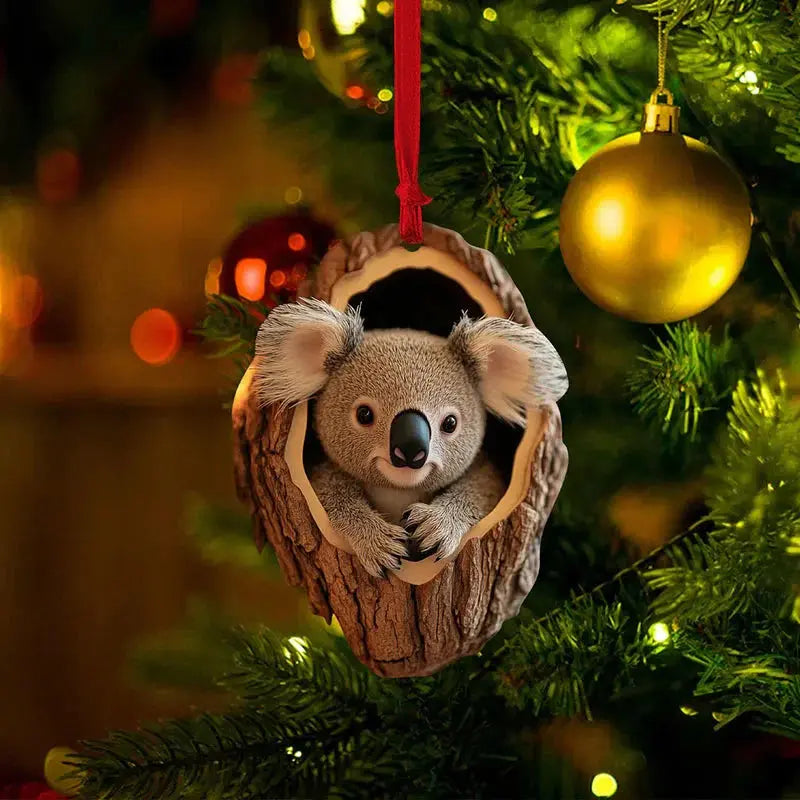 Animal Christmas Tree Ornaments, Set of 2