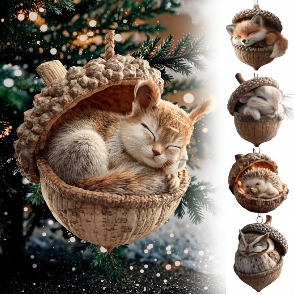 Woodland Animal Plush Christmas Hanging Ornament