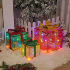 Battery-Powered LED Christmas Gift Boxes with Remote, Set of 3